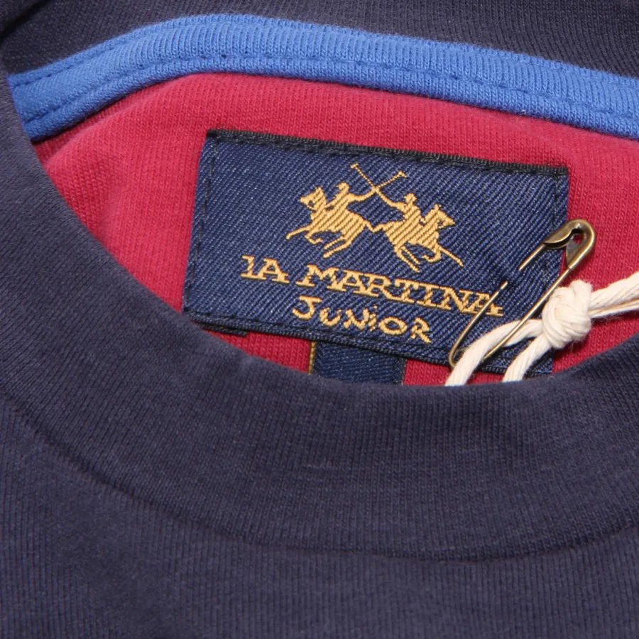 2325V maglia bimbo LA MARTINA JUNIOR blue cotton long sleeve t-shirt boy
