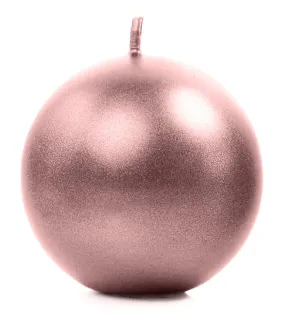 6 candele a sfera rosa dorato 8 cm