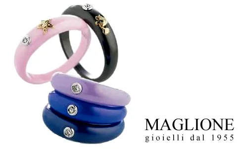 Anello Dalù in ceramica con colore a scelta, bacio in oro bianco o giallo 18kt e diamante naturale