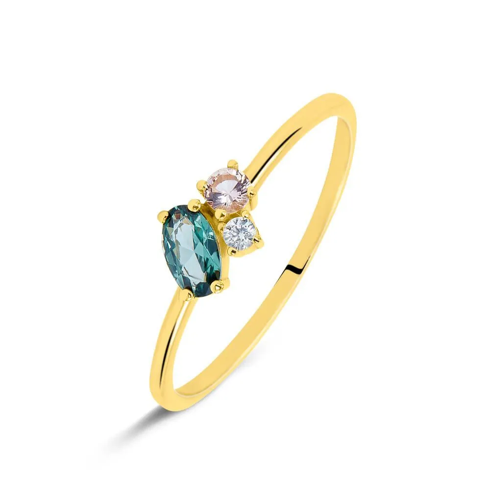 Anello Fantasia Claire Oro Giallo 375/1000 Cubic Zirconia Verde Cubic Zirconia Caramello Cubic Zirconia Bianco 1424083