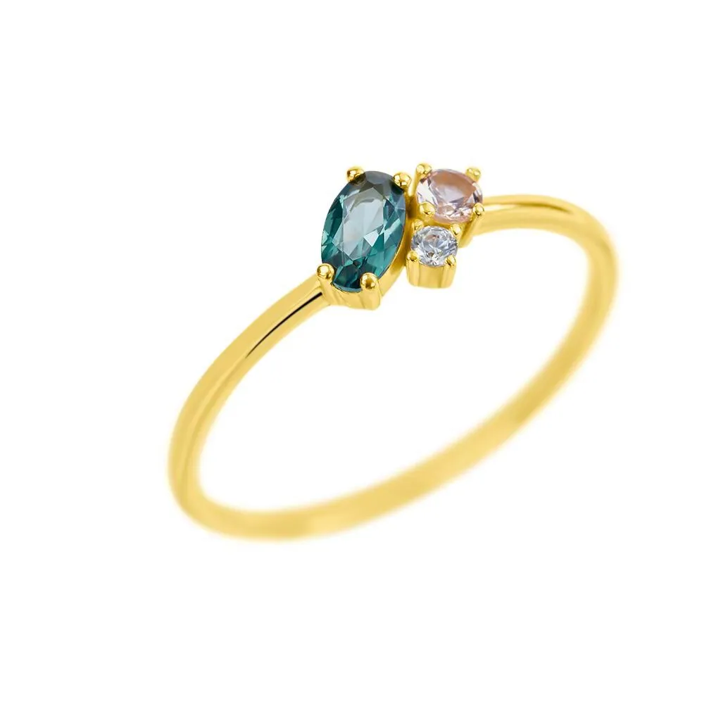 Anello Fantasia Claire Oro Giallo 375/1000 Cubic Zirconia Verde Cubic Zirconia Caramello Cubic Zirconia Bianco 1424083