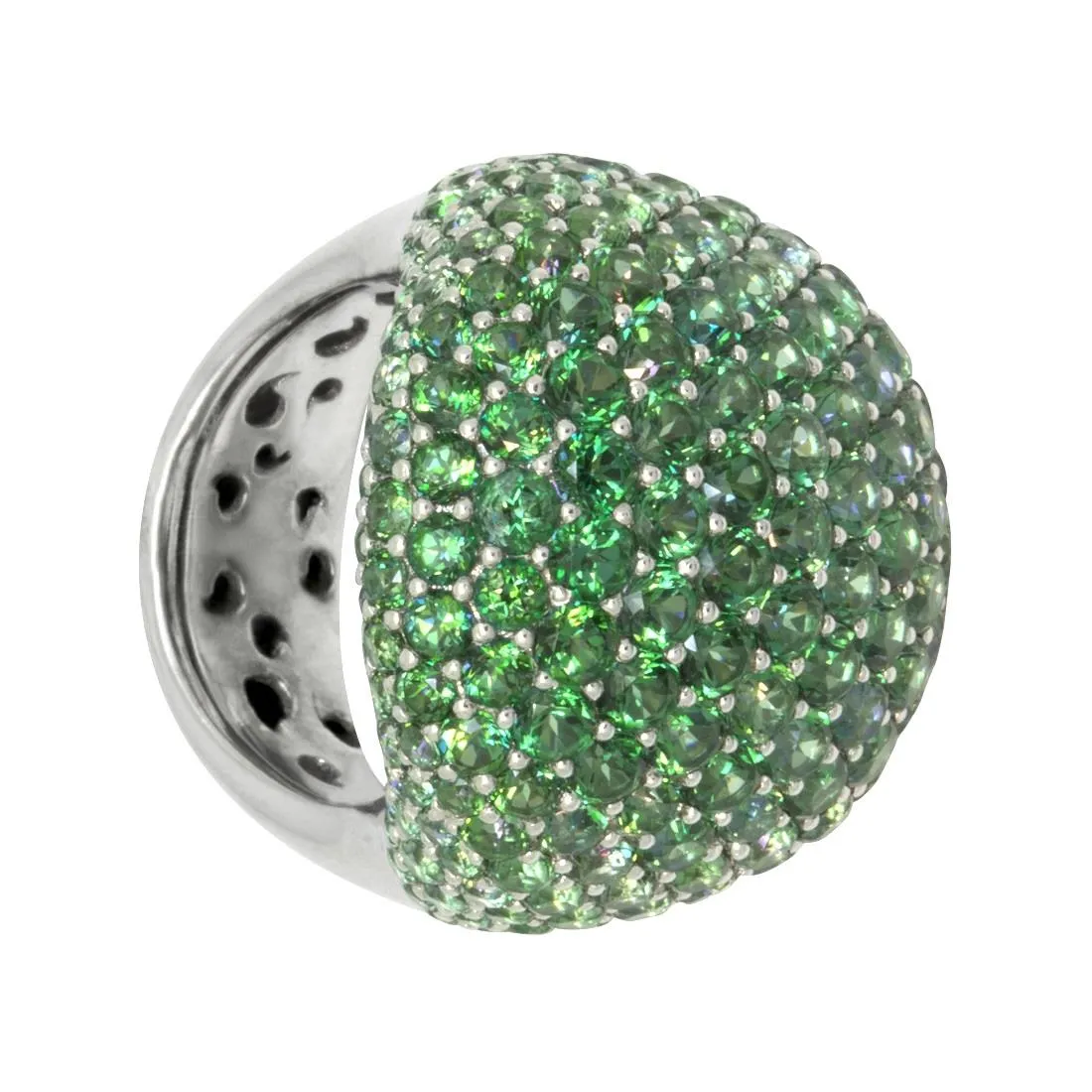 Anello in oro bianco 9kt con topazio verde