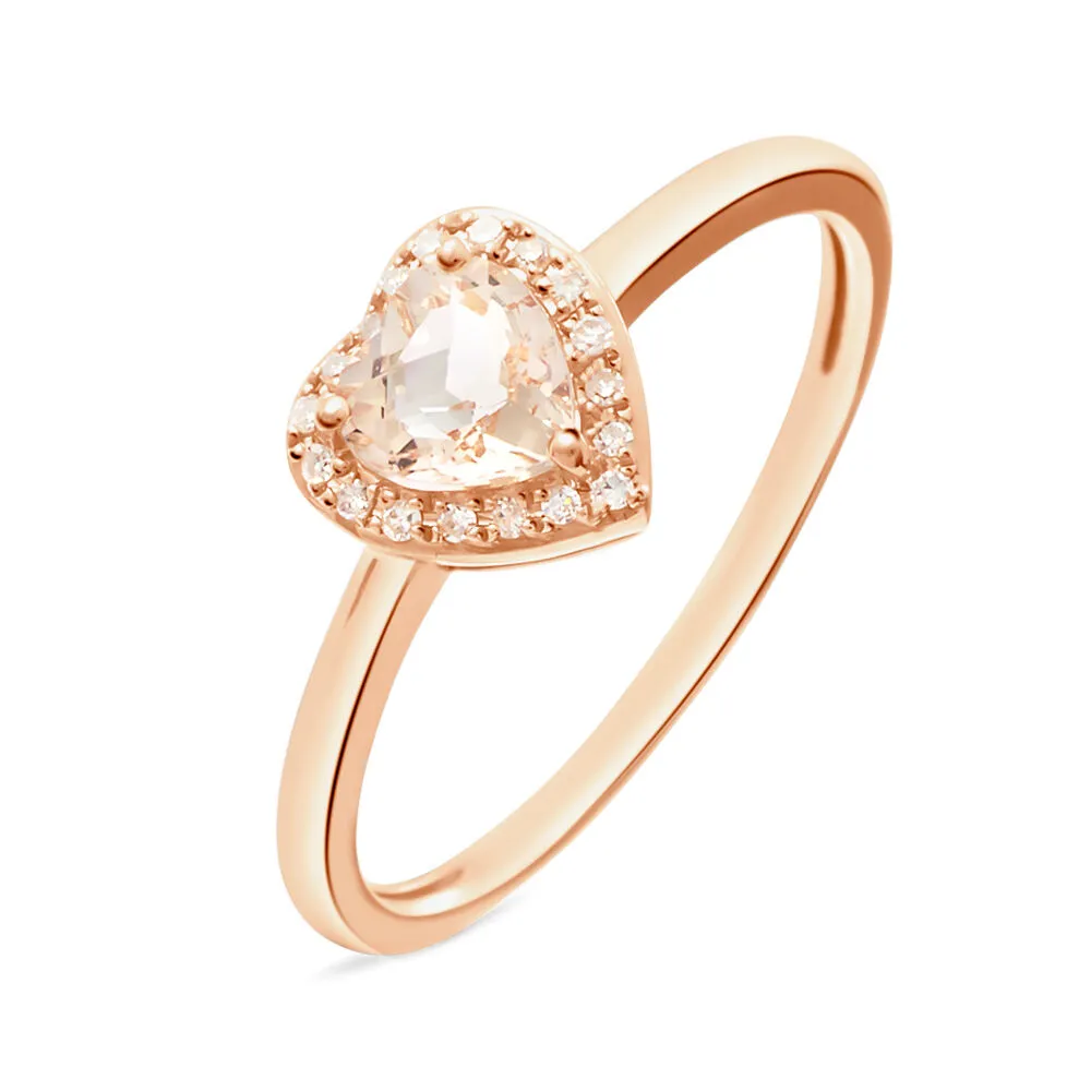 Anello Solitario Cuore Jasmine Oro Rosa 750/1000 Morganite Rosa 0,4 ct Diamante Bianco 0,045 ct 1690223