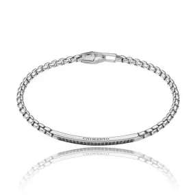 Bracciale CHIMENTO in Argento 925 con Piastra squadrata Spinelli Neri e Zaffiro Blu
