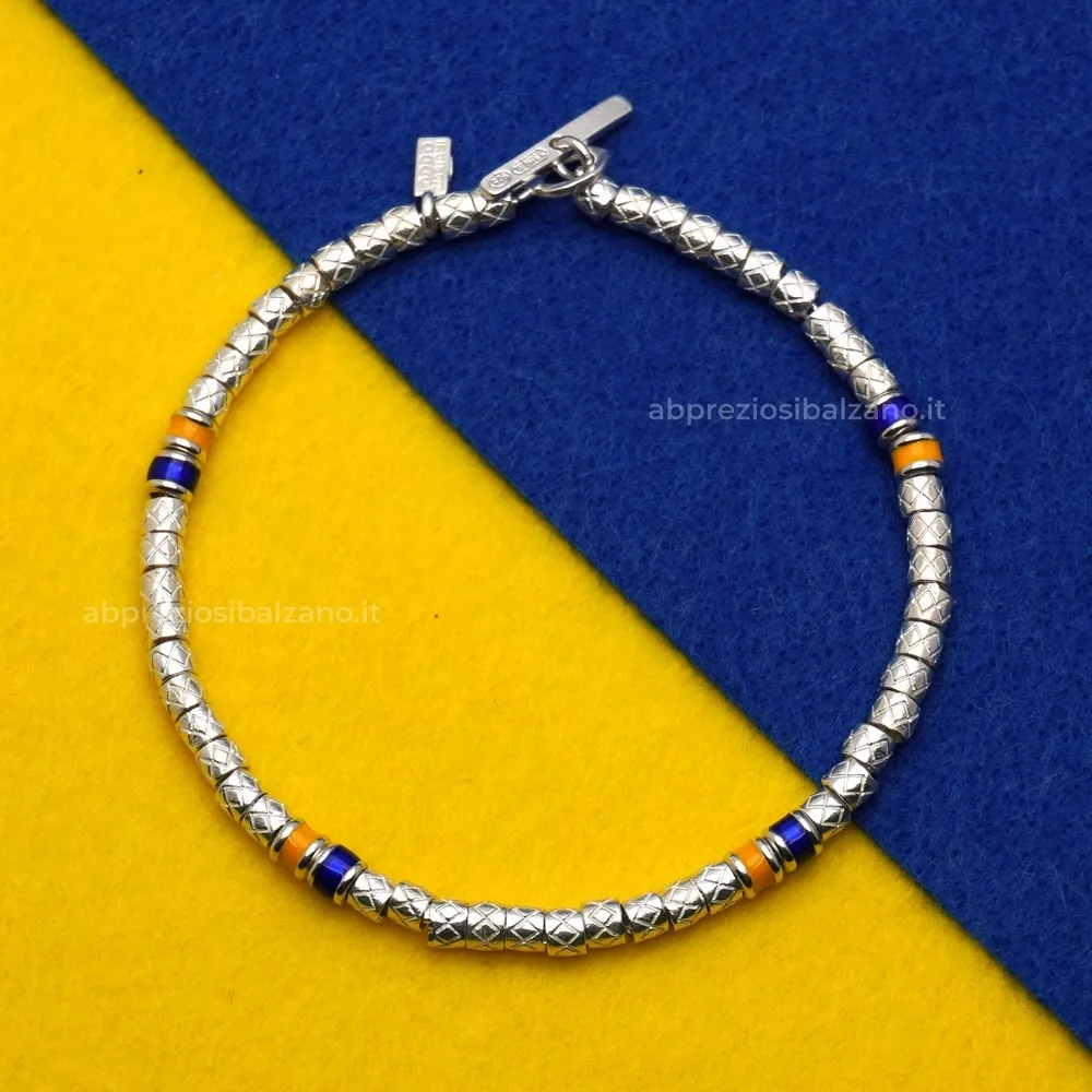 Bracciale HELLAS VERONA con Pigne Giallo Blu in Argento Dodo Mariani
