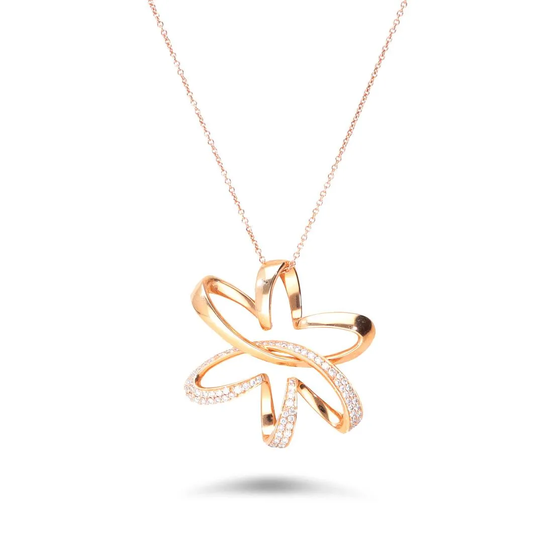 Collana in oro rosa con diamanti ct. 0.33