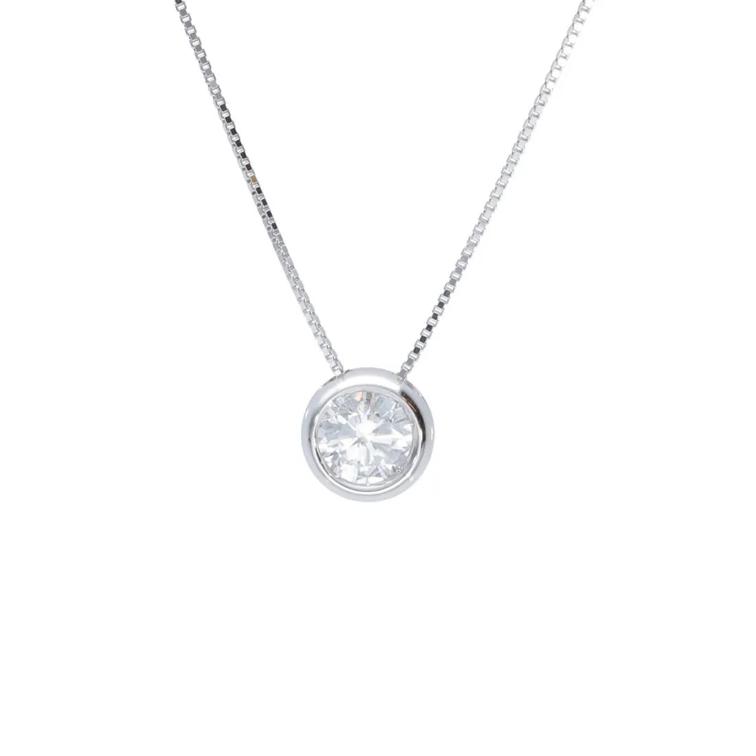 Collana punto luce cipollina in oro bianco con diamante 0.29 ct