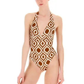 Costume a Body Intero Ikat 1801, Marrone