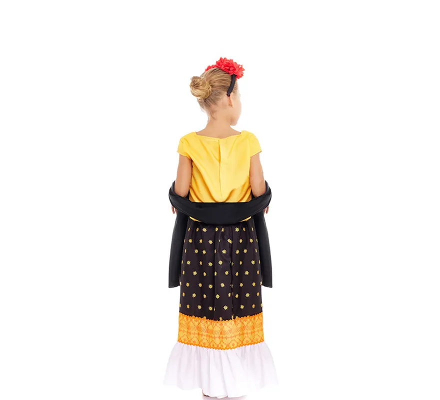 Costume da pittore messicano giallo e nero per bambina