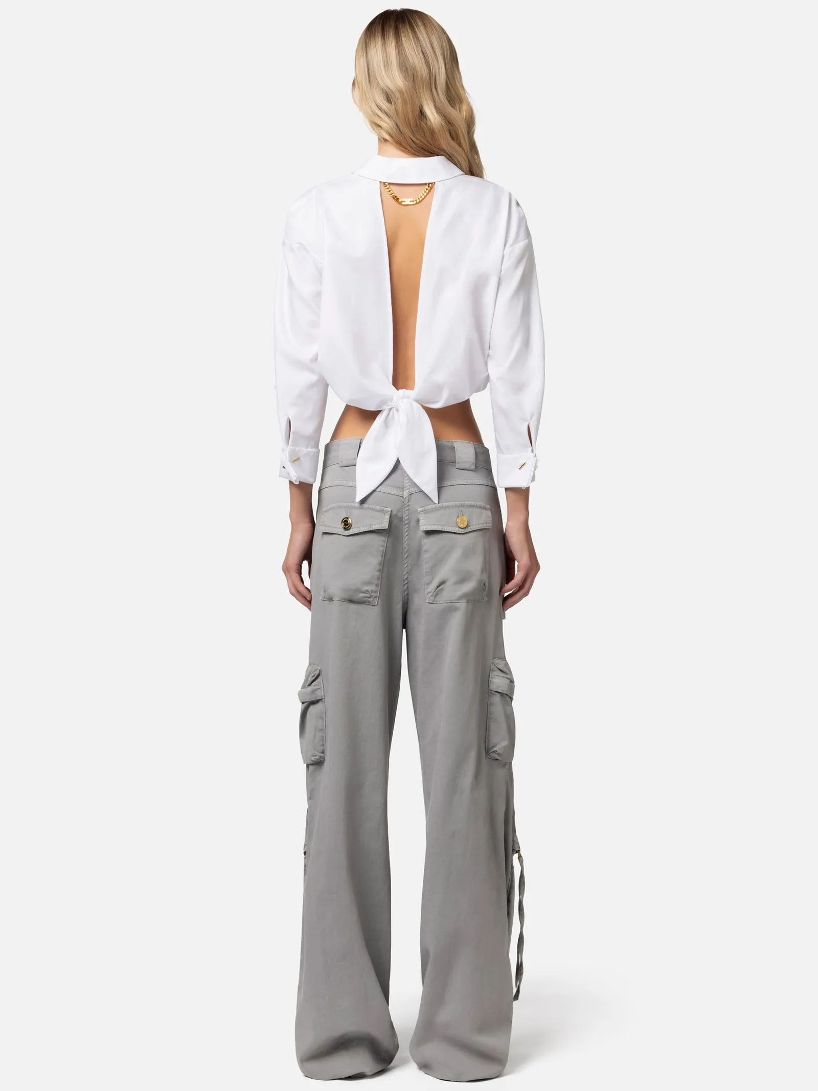 ELISABETTA FRANCHI ----Camicia cropped in popeline di cotone Elisabetta Franchi