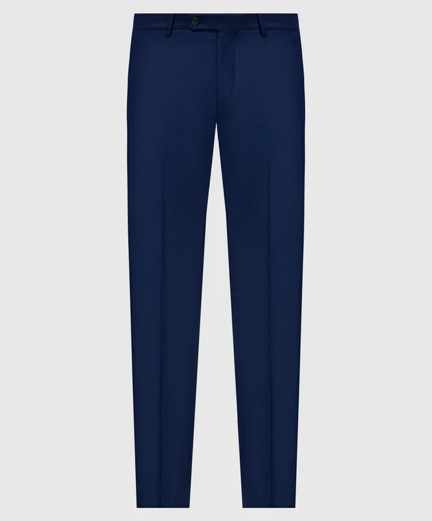 Enrico Mandelli Pantaloni Boston in lana blu BOSTON4442
