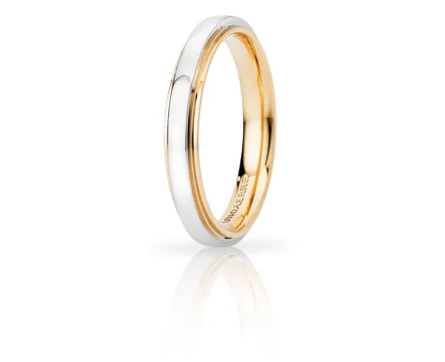 Fede Nuziale Unoaerre modello Cassiopea Slim in oro giallo e oro bianco 18kt