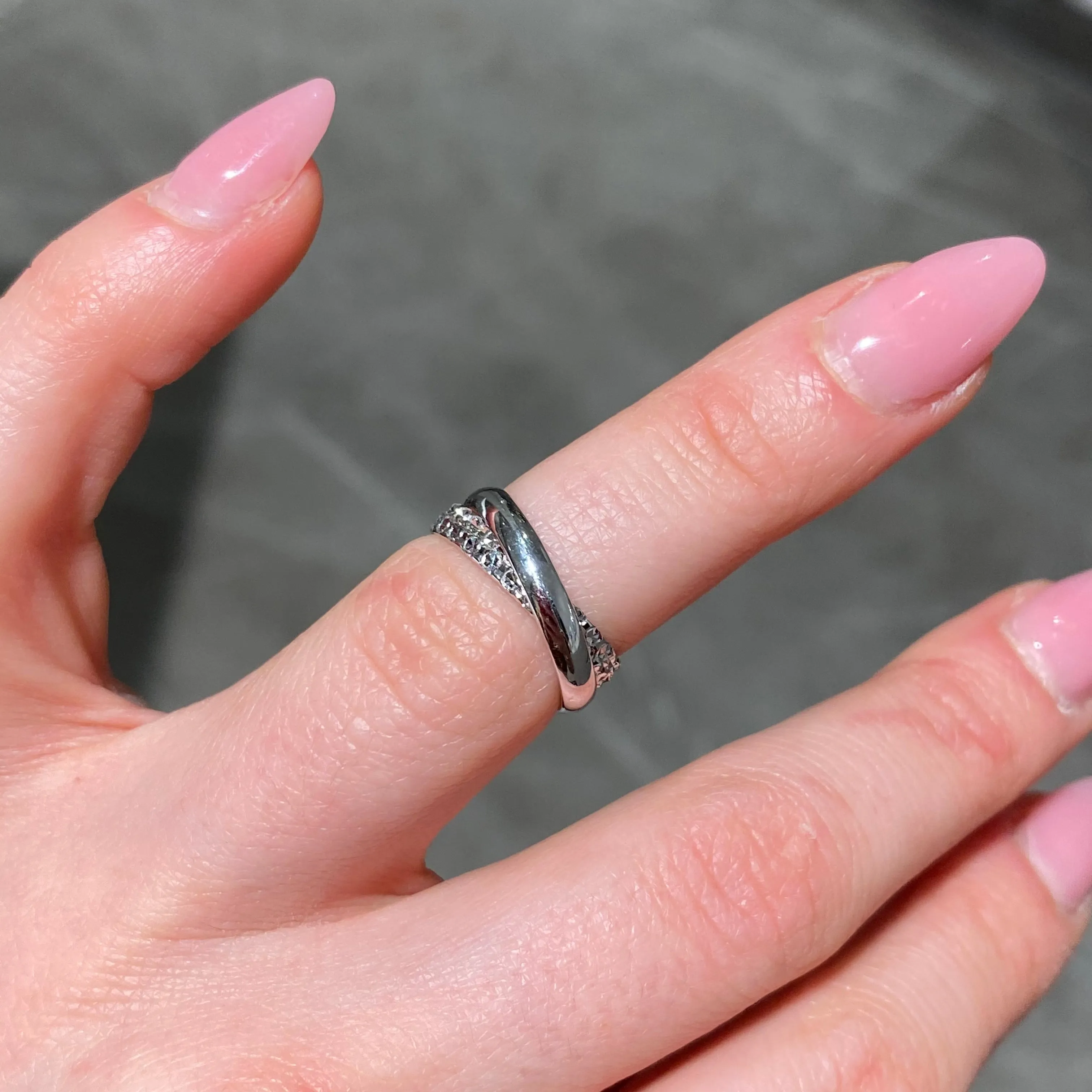 FEDINE INTRECCIATE IN ORO BIANCO DIAMANTATE