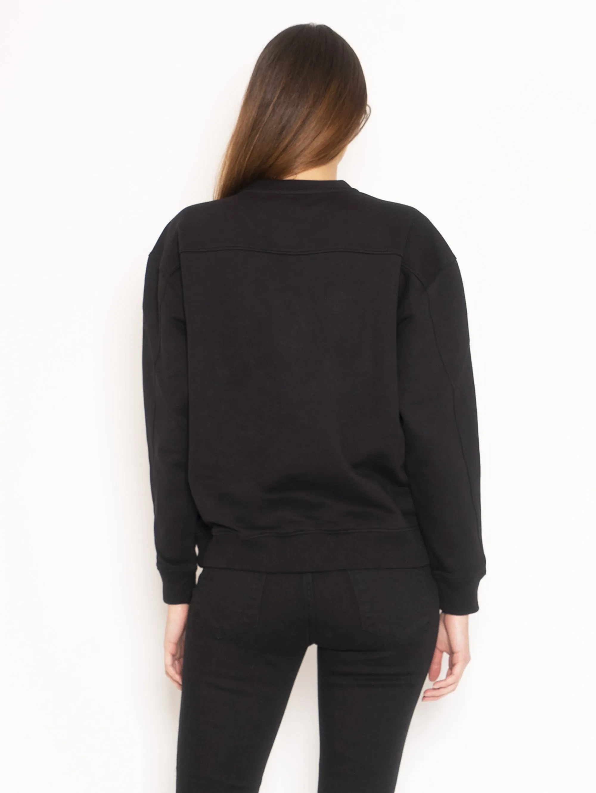 Felpa con Maxi Logo in Pietre Nero