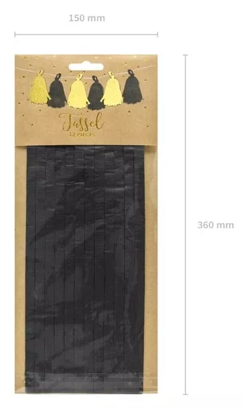 Ghirlanda di nappe nero e oro 1,5 m