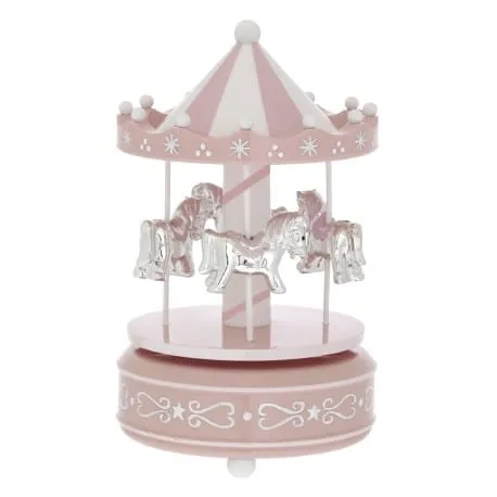 GIOSTRA CARILLON IN MATERIALE ACRILICO CON CAVALLI ROSA