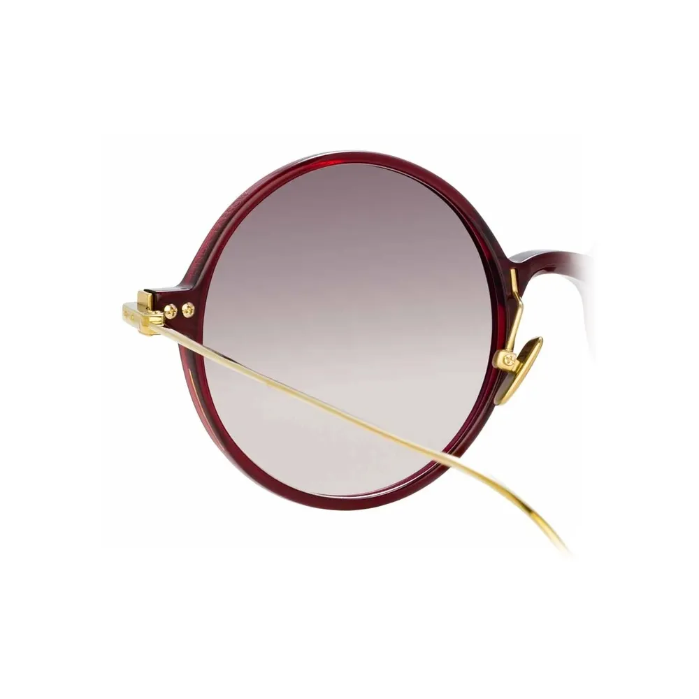 Linda Farrow - Occhiali da Sole Rotondi Linear Savoye C11 in Bordeaux - LF09C11SUN - Linda Farrow Eyewear