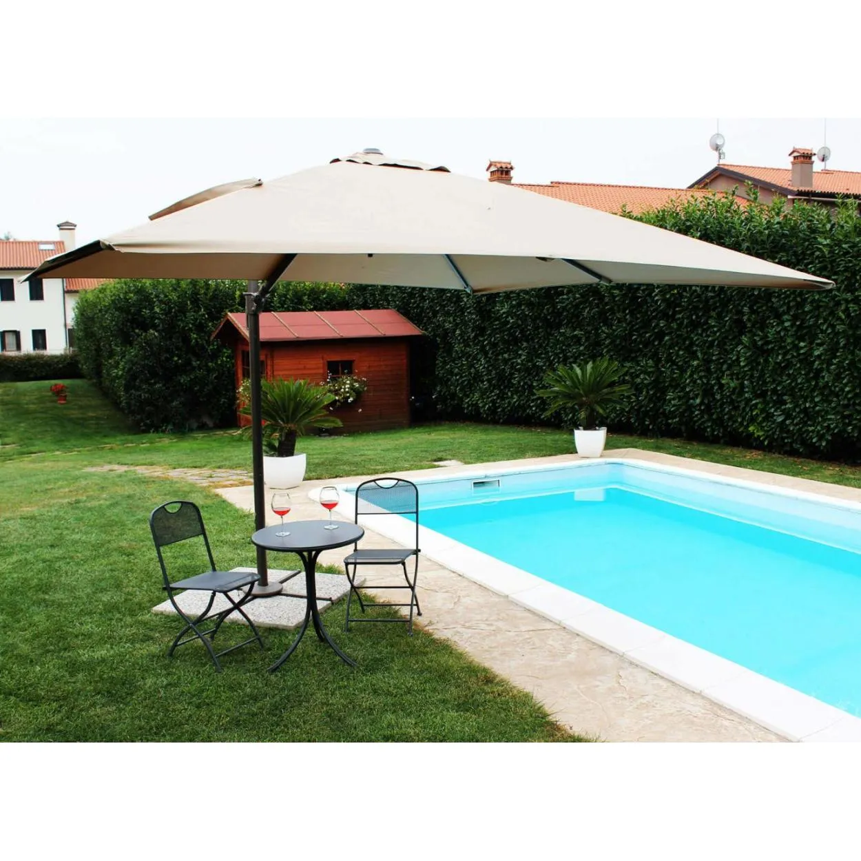 OMBRELLONE MERCURIO 3 X 3 P/L PALO NERO TELO BEIGE - ANTRACITE