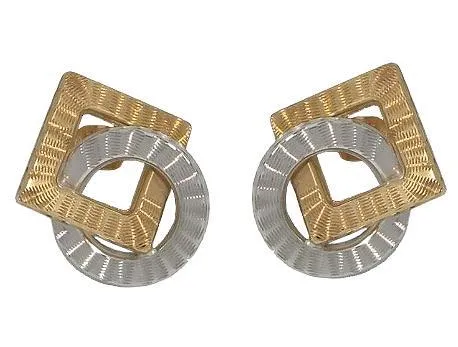 Orecchini a forme geometriche in oro bianco e giallo 18kt