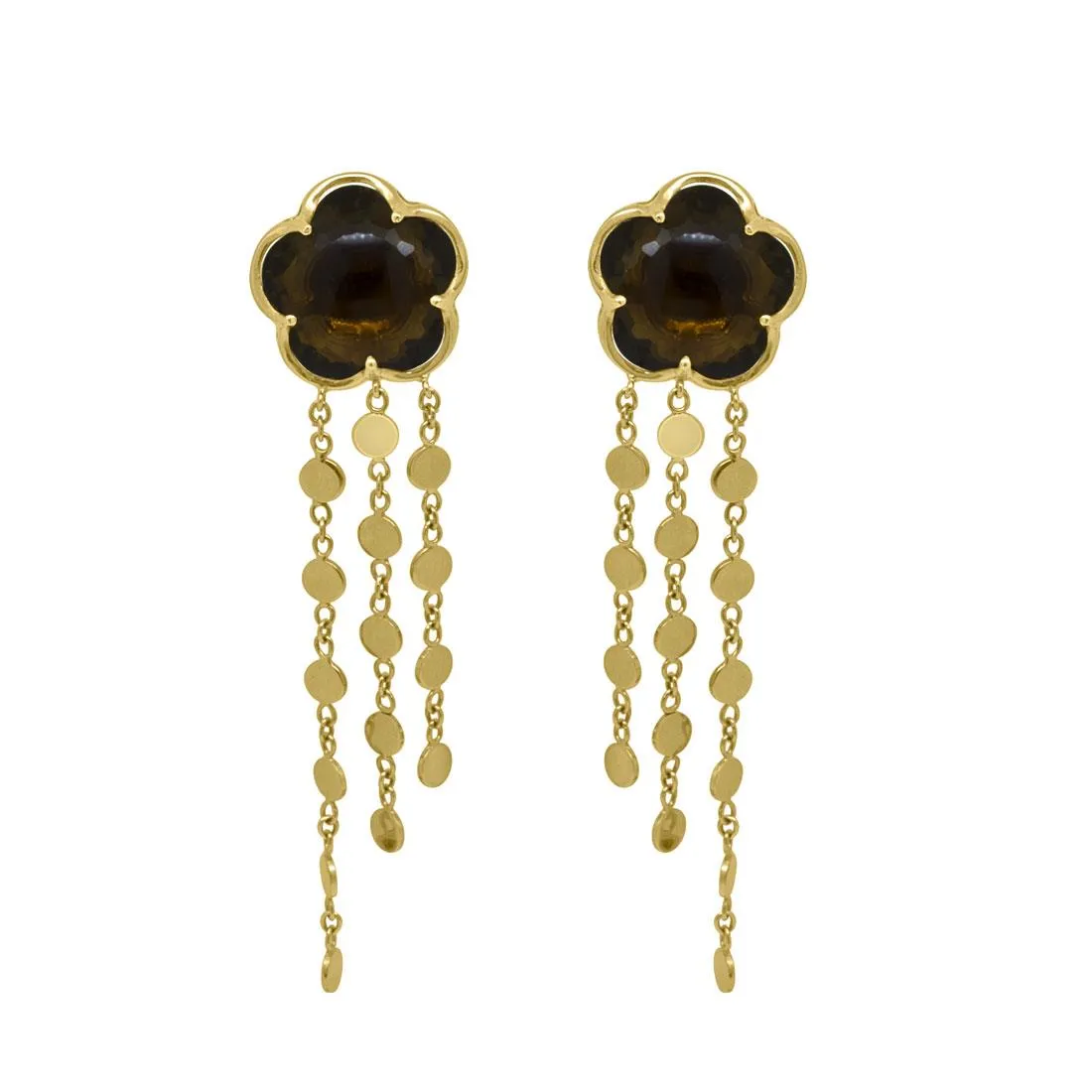 Orecchini pendenti in oro rosso con pietre semipreziose