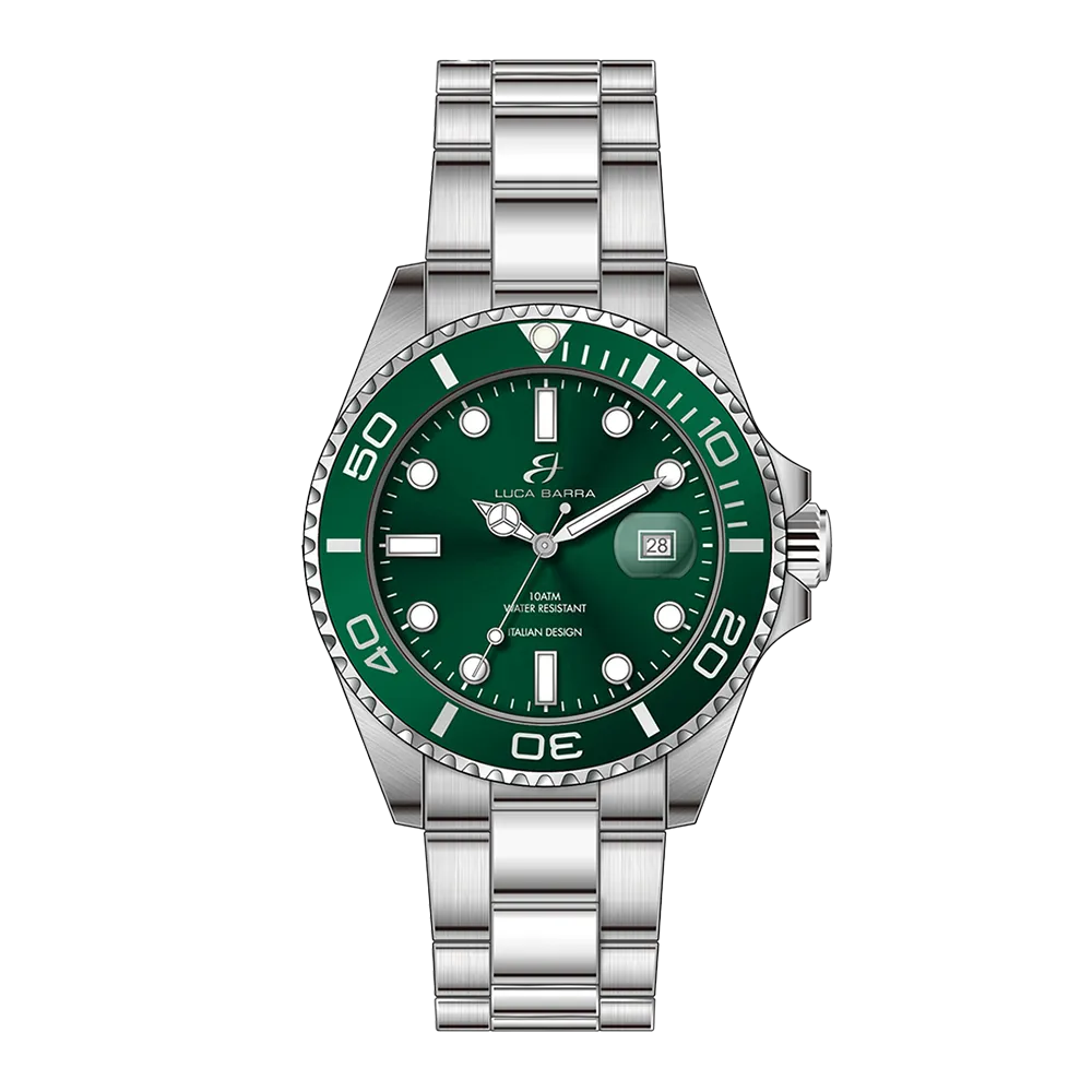 OROLOGIO CON CASSA IN ACCIAIO GHIERA VERDE QUADRANTE VERDE