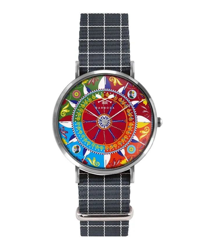 OROLOGIO SICILY MULTICOLOR dm. 36,5 NATO QUADRETTI BLU E BIANCO