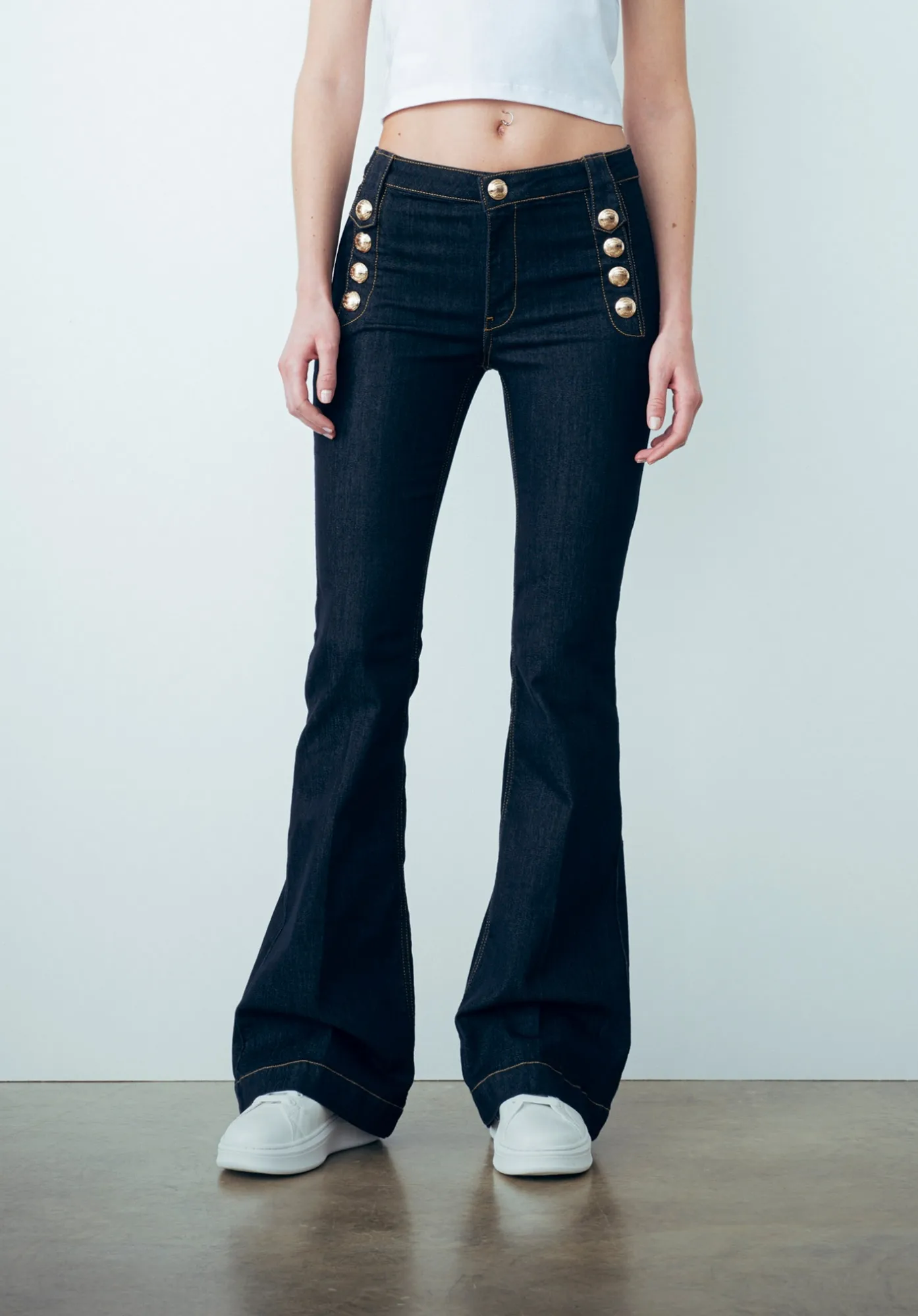 Pantalone Flare In Denim Blu - Gaëlle Paris