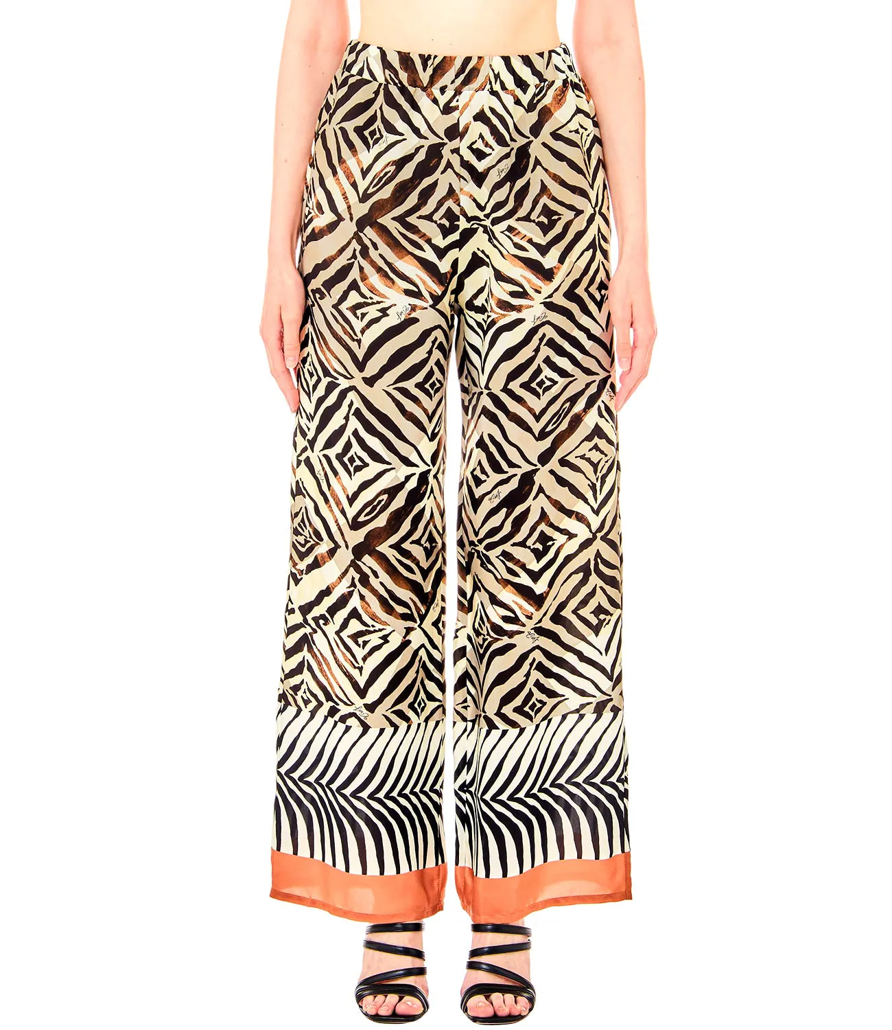 Pantaloni pareo lungo con stampa animalier