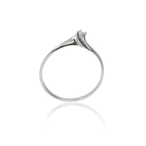  Solitario in oro bianco 18Kt con zircone mis 12
