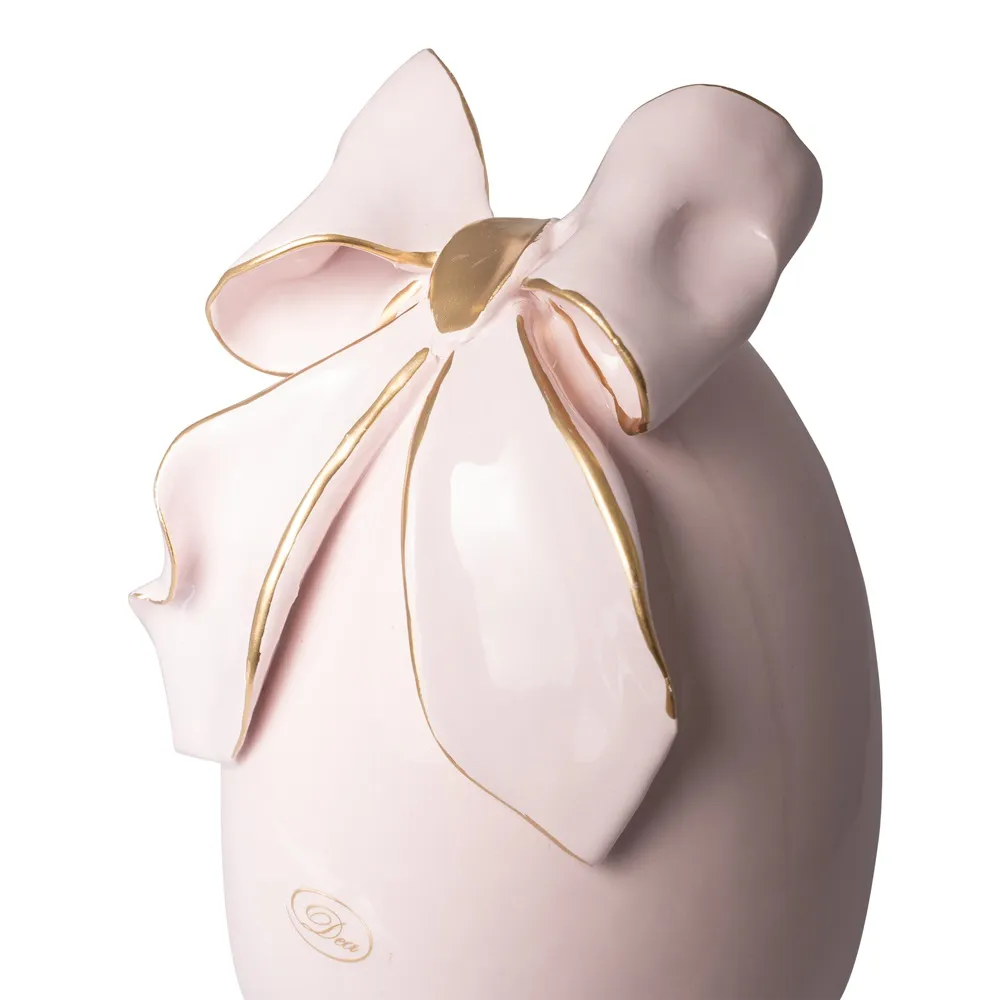 Uovo Decorativo Rosa Cipria Dea Capodimonte 26 cm.