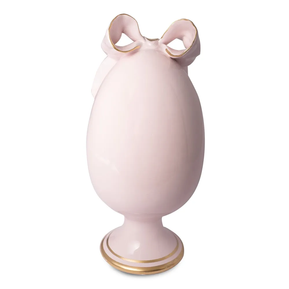 Uovo Decorativo Rosa Cipria Dea Capodimonte 26 cm.