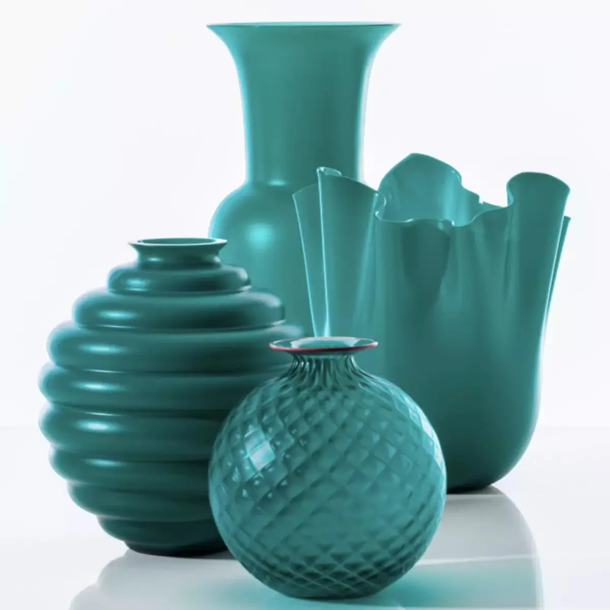 Vaso Venini Balloton Verde Paraiba Sabbiato Grande 24,5 cm 100.29